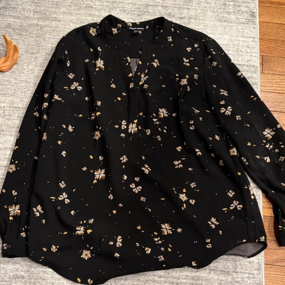 Hilary Radley Black and Gold Floral Top